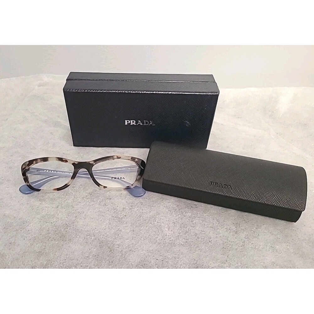 NEW PRADA VPR03Q UAO-1O1  Spotted Brown & Blue Eyeglasses Frames Italy W/Case